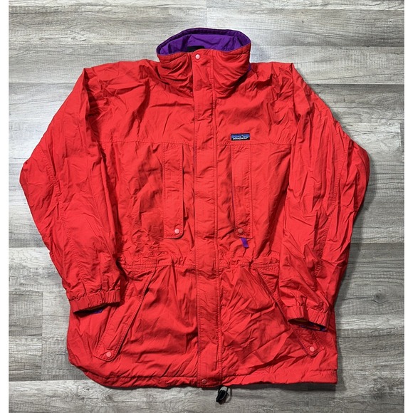 Vintage 90s Patagonia Nylon Ski Jacket Size XL Red w/ Purple Yellow Lining - Picture 1 of 16